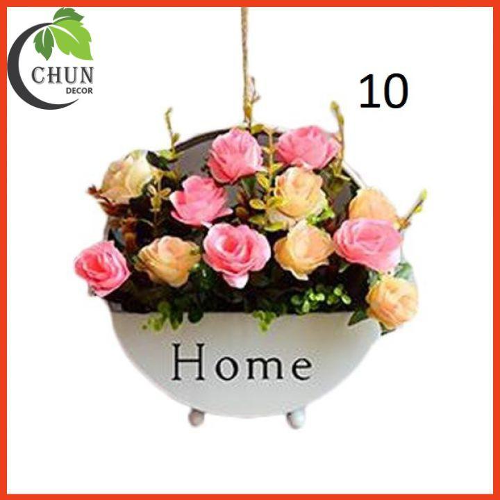 Lẵng hoa, giỏ hoa lụa treo tường chữ Home nhiều mẫu treo tường, để bàn, trang trí kệ tủ, kệ gắn tường độc đáo