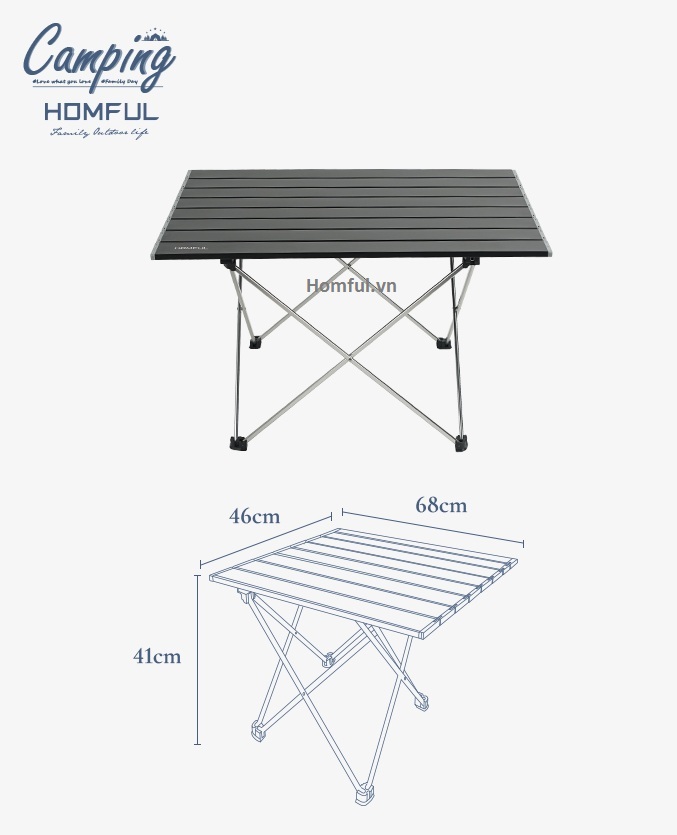 Bàn nhôm gấp gọn X02032 70cm du lịch dã ngoại, cắm trại
