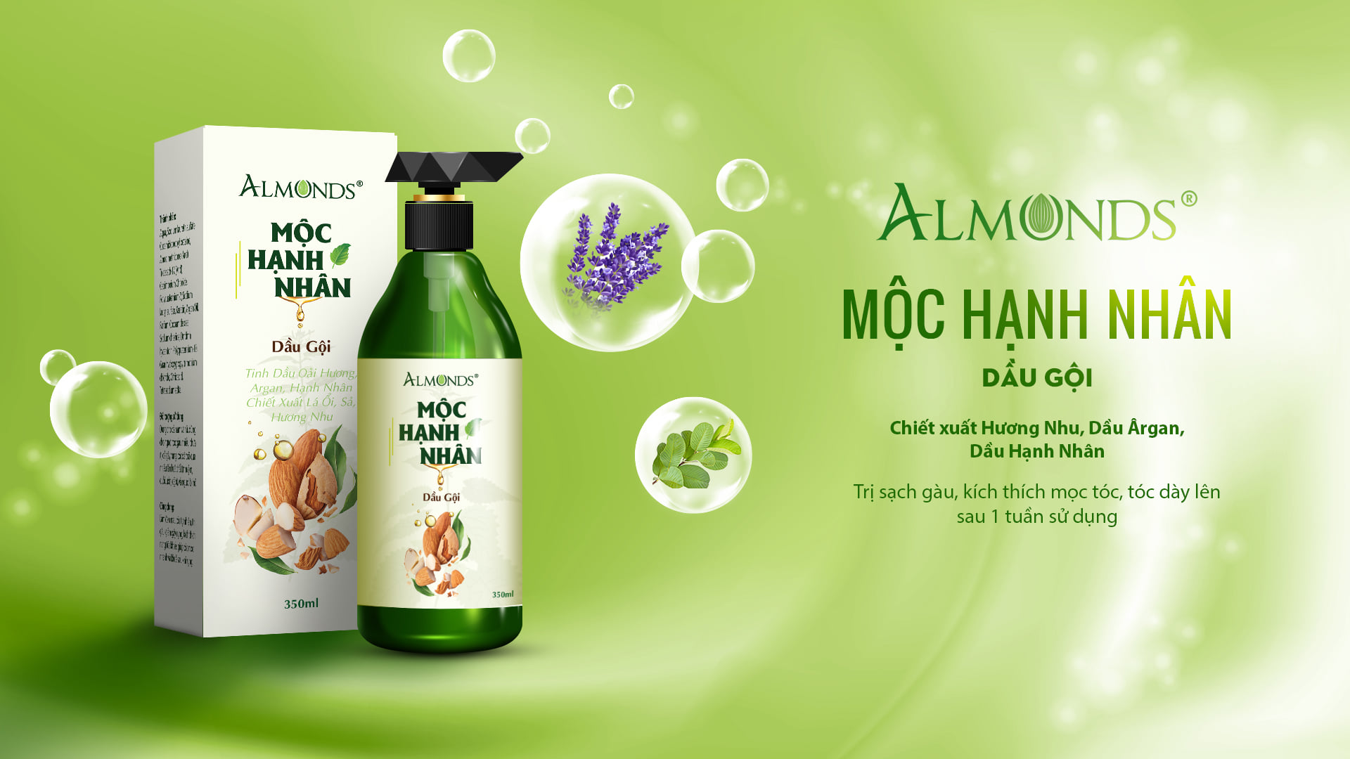 Dầu gội mộc hạnh nhân Almonds giảm rụng và kích thích mọc tóc 350ml