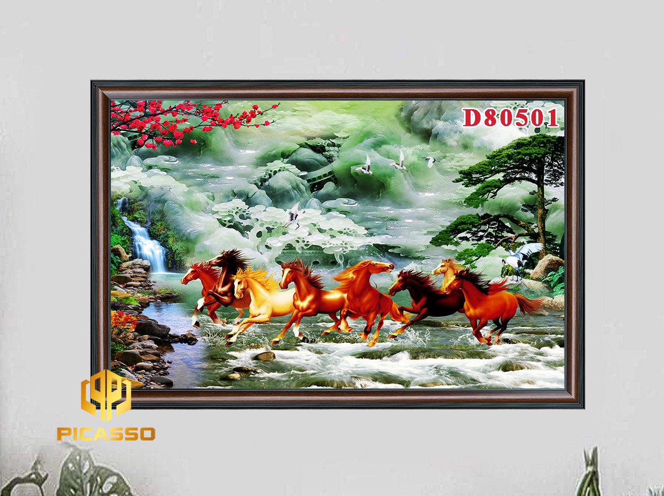 D805 32 Tranh kính cường lực Bát mã tung hoành