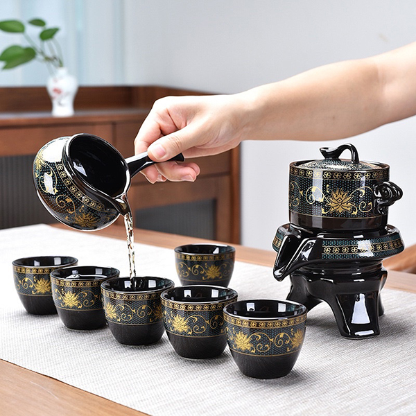 Bộ Ấm Chén Pha Trà Cối Xay 8 chi tiết Gốm Sứ Cao Cấp, Kèm Hộp túi cực đẹp làm Quà tặng
