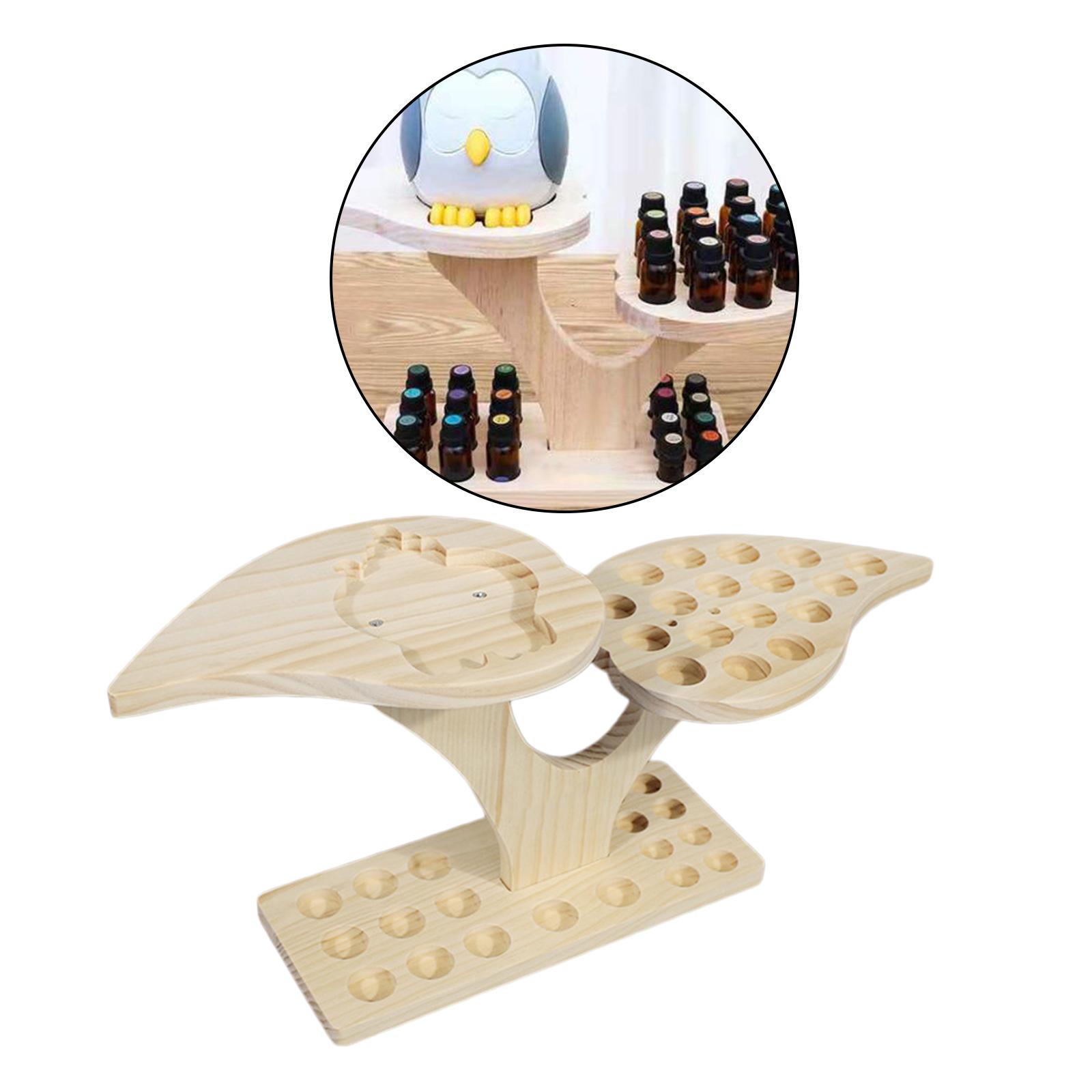 36 Slots Wood Essential Oils Stand Diffuser Holder Carousel Storage Shelf, 2 Tier Height