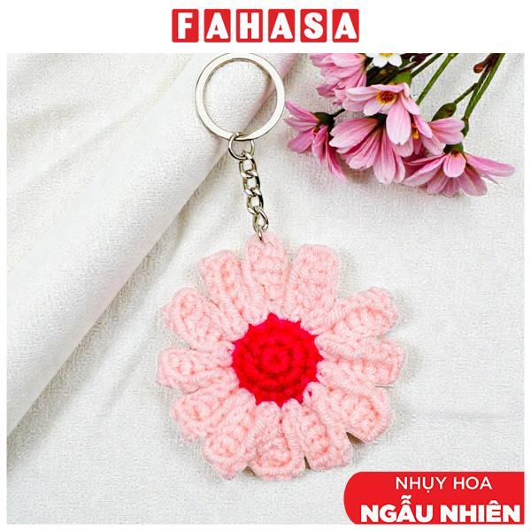 Móc Khoá Len Hoa Cúc - Màu Hồng (Nhụy Hoa Màu Ngẫu Nhiên)