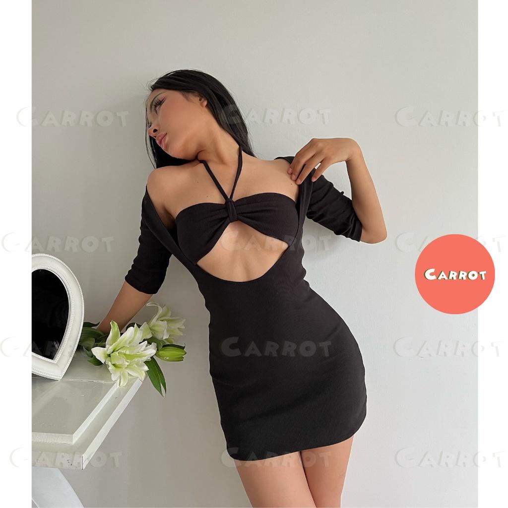Đầm body sexy hở ngực thiết kế chất thun đi tiệc sang trọng váy nữ dáng ngắn ôm body carrotxinhdep