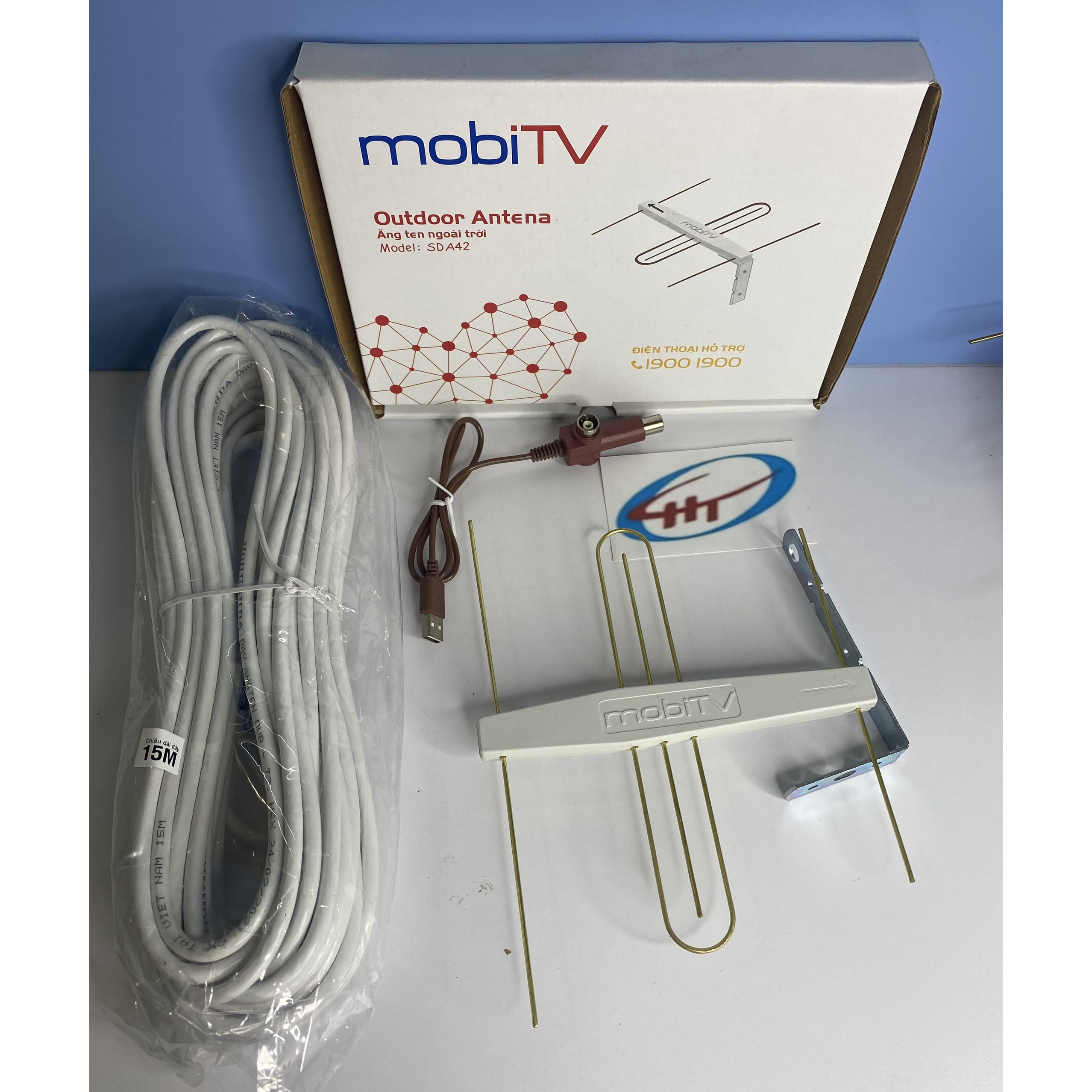 anten MOBITV ,KÈM DÂY CẤP NGUỒN 5V ,DÂY ANTEN 15M HÀNG CHÍNH HÃNG DÙNG CHO TIVI TÍCH HỢP DVB T2 và ĐẦU THU TRUYỀN HÌNH SỐ DVB T2