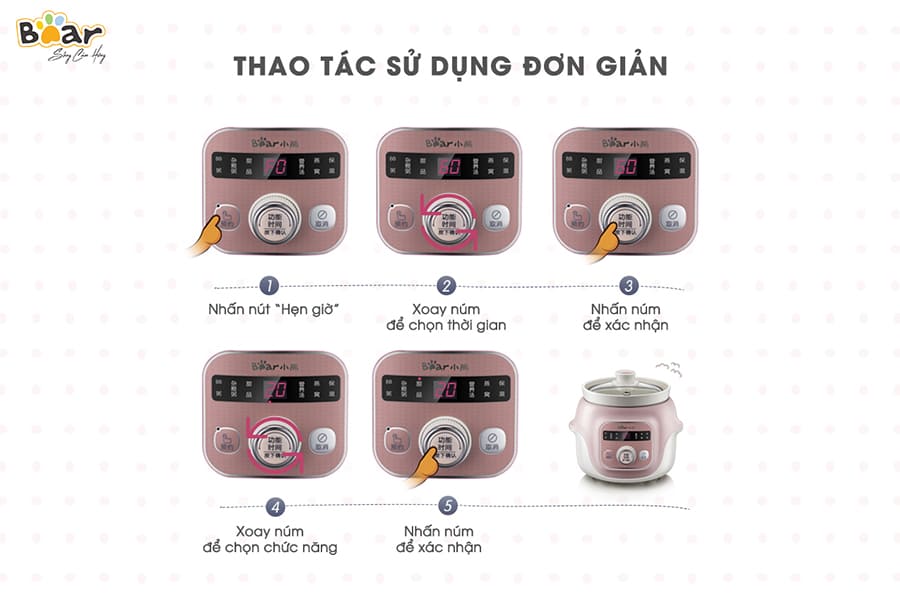 Nồi Chưng Yến, Nấu Cháo Chậm, Nồi Tiềm Thuốc Bắc BEAR DDG-D10B1S Dung Tích 1 Lít Công Suất 100 W - Hàng Chính Hãng