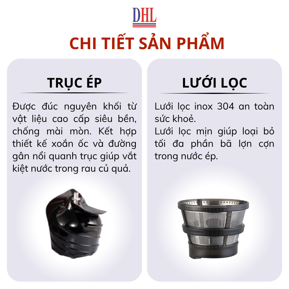 Máy Ép Chậm, Máy Ép Trái Cây Công Nghiệp Mitomo KJ3081 Kiệt Bã - Hàng Chính Hãng Bảo Hành 3 Năm
