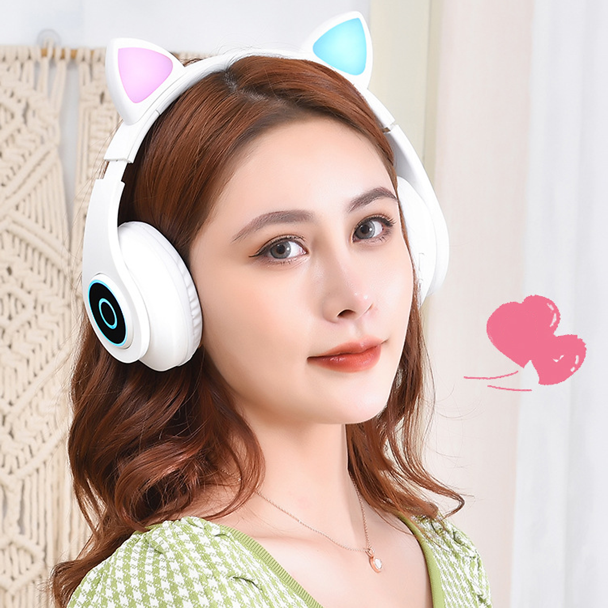 Tai nghe chụp tai Bluetooth ROYALMIC B39 Phiên bản tai mèo siêu cute - Tích hợp đèn LED rực rỡ - Hàng Chính Hãng