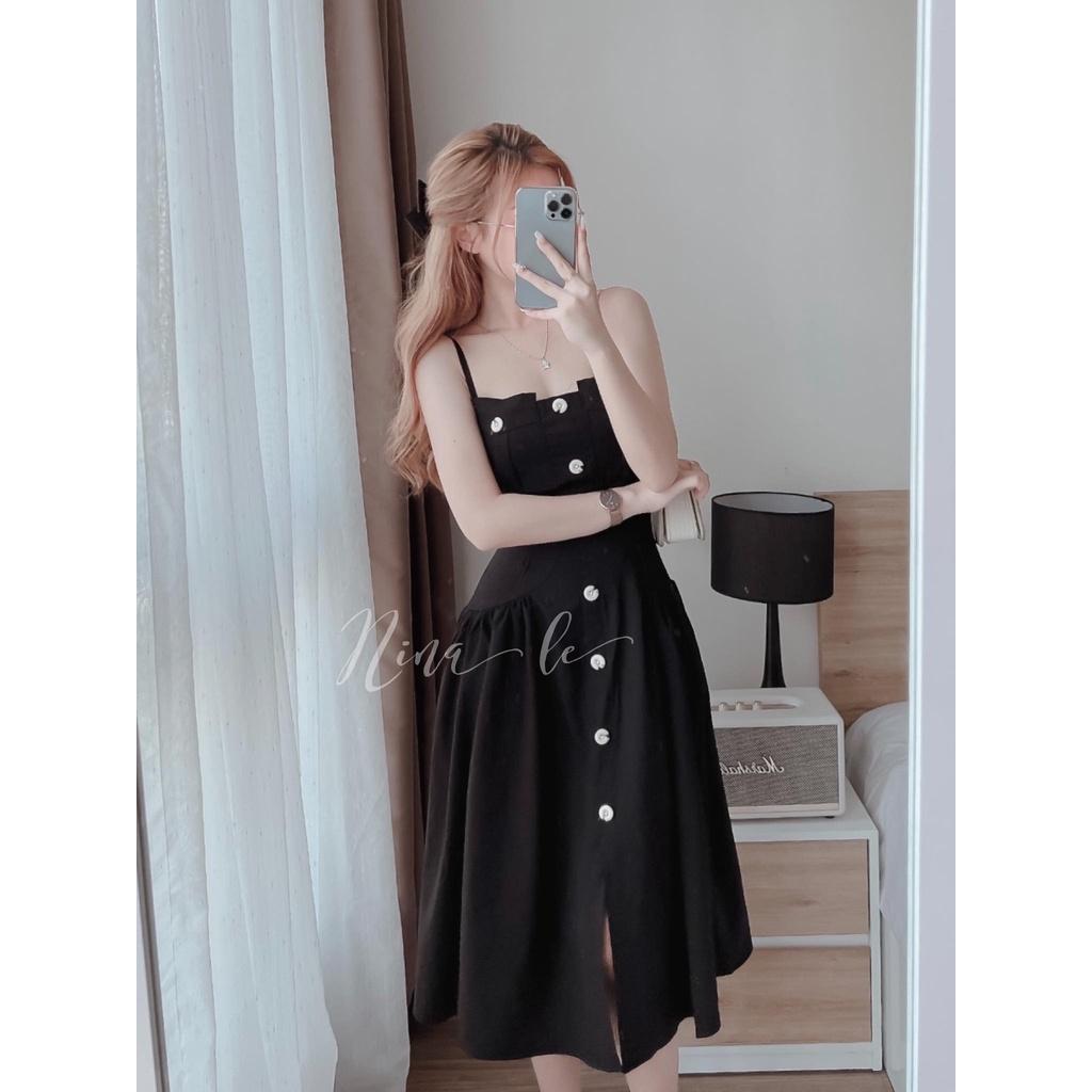 Đầm váy hai dây dáng xòe xếp ly sang chảnh, màu sắc giúp nàng nổi bật dạ tiệc, dạo phố.
