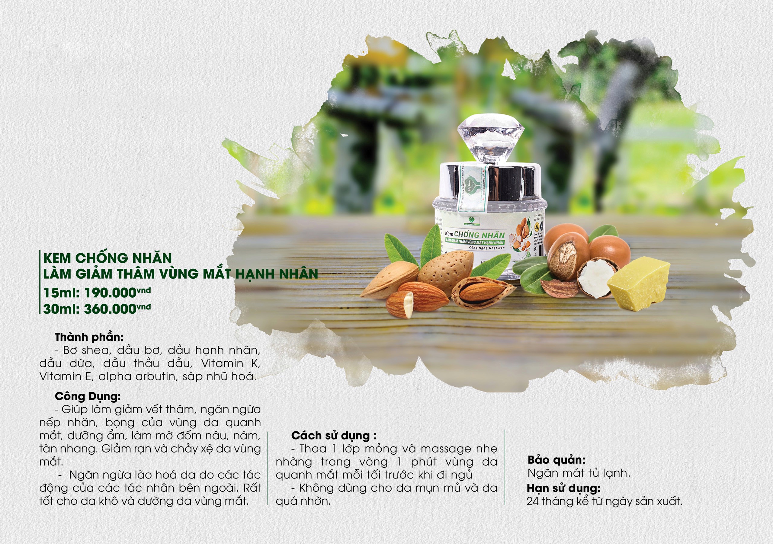 KEM CHỐNG NHĂN, LÀM GIẢM THÂM VÙNG MẮT HẠNH NHÂN MẸ KEN