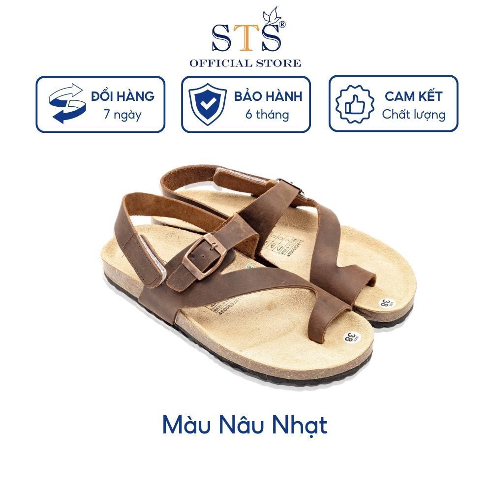 Sandal DA BÒ THẠT NGUYÊN TẤM Quai Xỏ Ngón Khóa Dán hàng cao cấp xuất khẩu ST20 BH 6 THÁNG