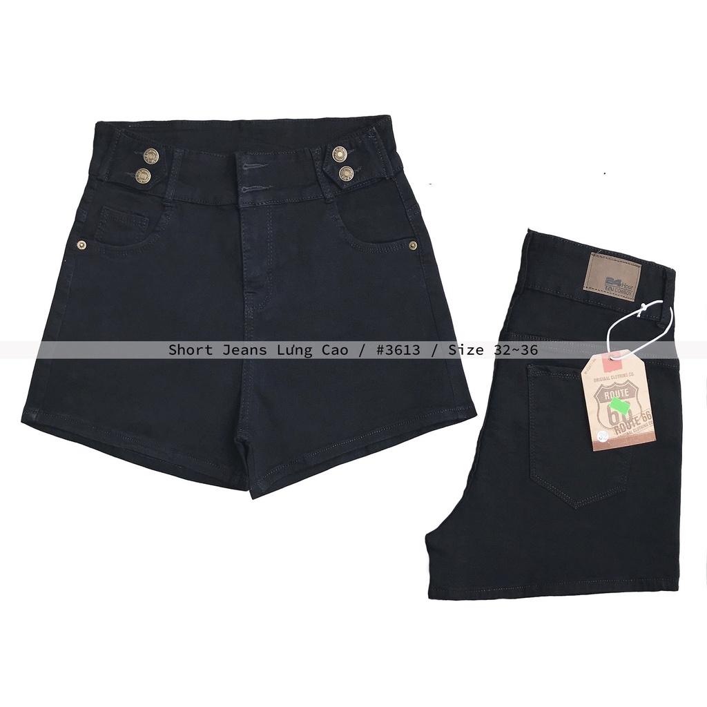 Quần đùi jean nữ Big Size lưng cao, co dãn mạnh, lưng đai kiểu 6 nút đang hot trend 3613 moli