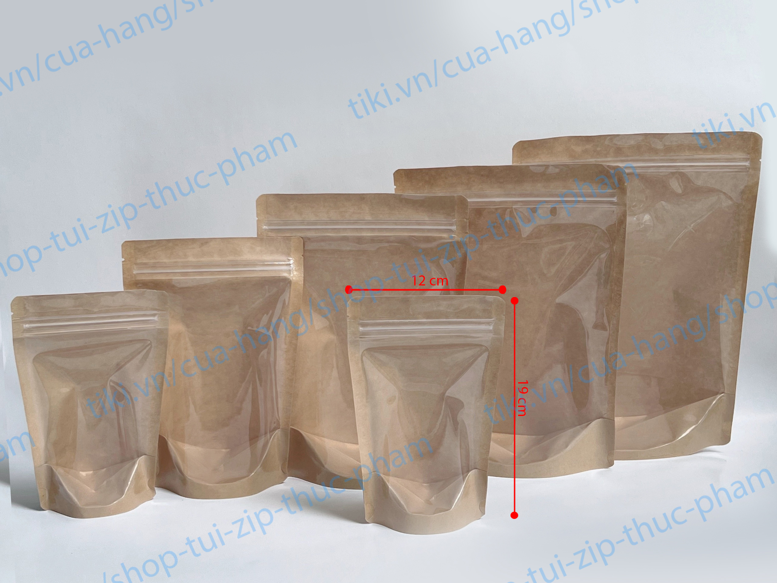 1KG Túi zip giấy đáy đứng - Túi giấy đựng thực phẩm, túi zip zipper giấy kraft, craft đựng bánh kẹo