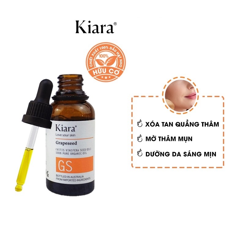 Combo 2 Chai Dầu Dưỡng Da Mờ Thâm Sáng Mịn Kiara Grapeseed Oil 2x30ml