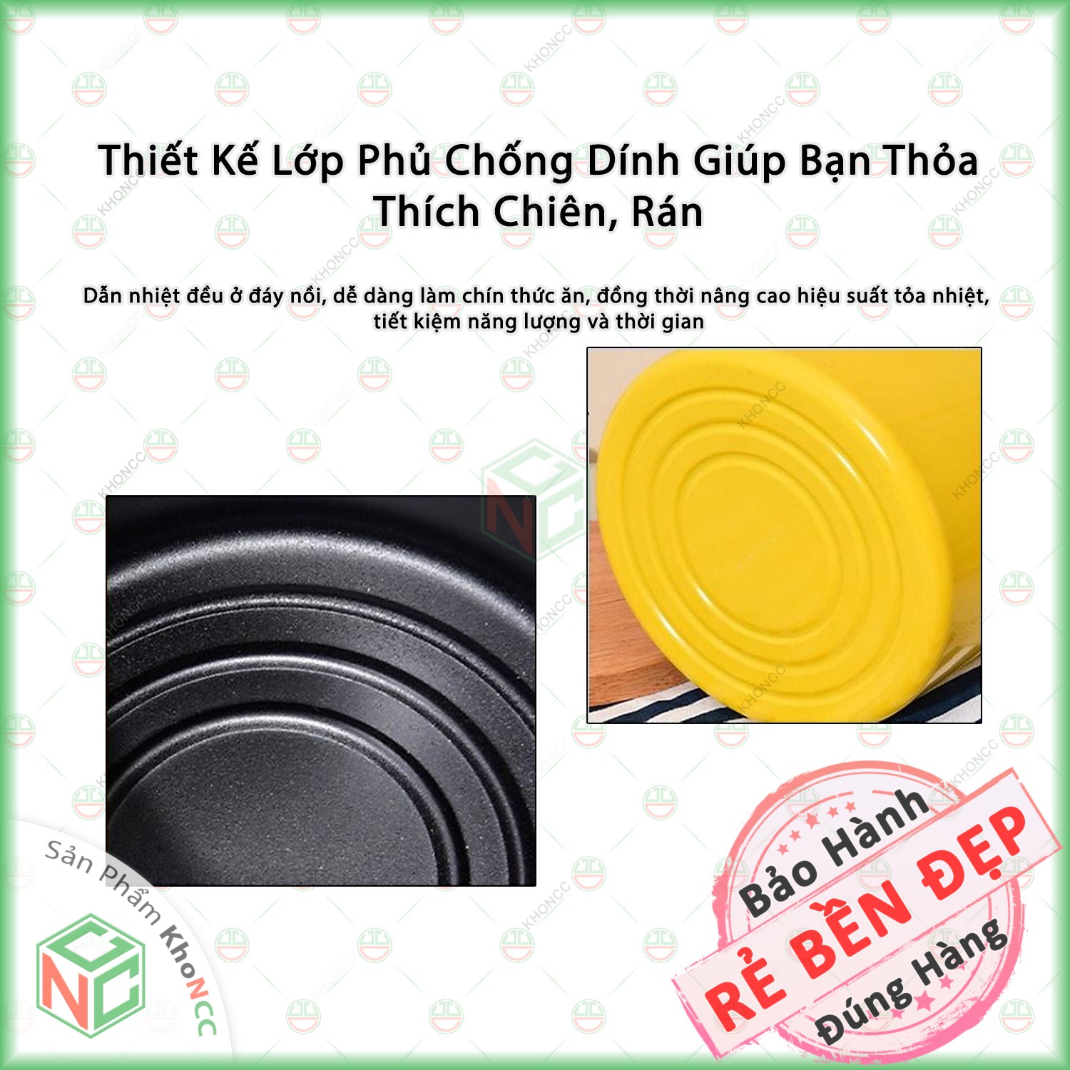 (Nấu Sạch) Nồi Chiên Ngập Dầu Chống Dính KhoNCC Hàng Chính Hãng - Nhãn Con Vịt Vàng Với Giá Lọc Thông Minh - KLM-NCKDV (Màu Vàng)