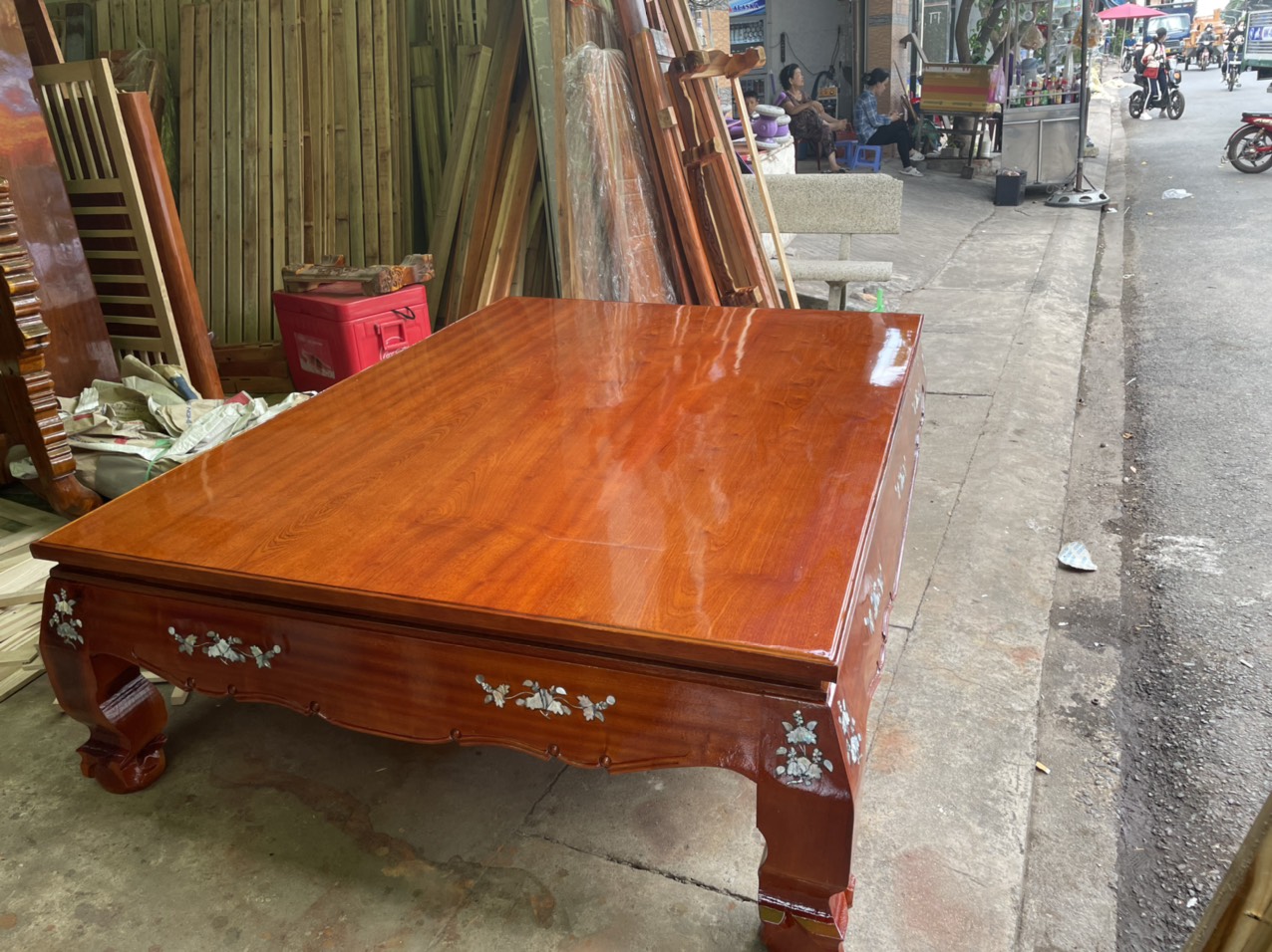 Sập trơn chân quỳ gỗ tràm 1m6 x2m2