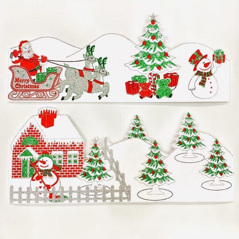 Hình dán ông già noel - tuần lộc - cây thông - người tuyết dán cửa dán kiếng bằng mouse xốp hình phụ kiện trang trí noel