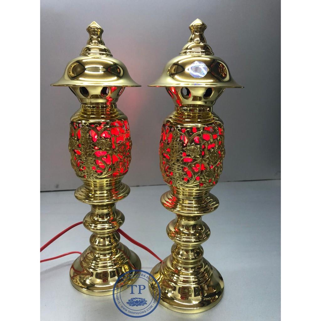 Đèn thờ đồng vàng bóng cao 30cm TM12195