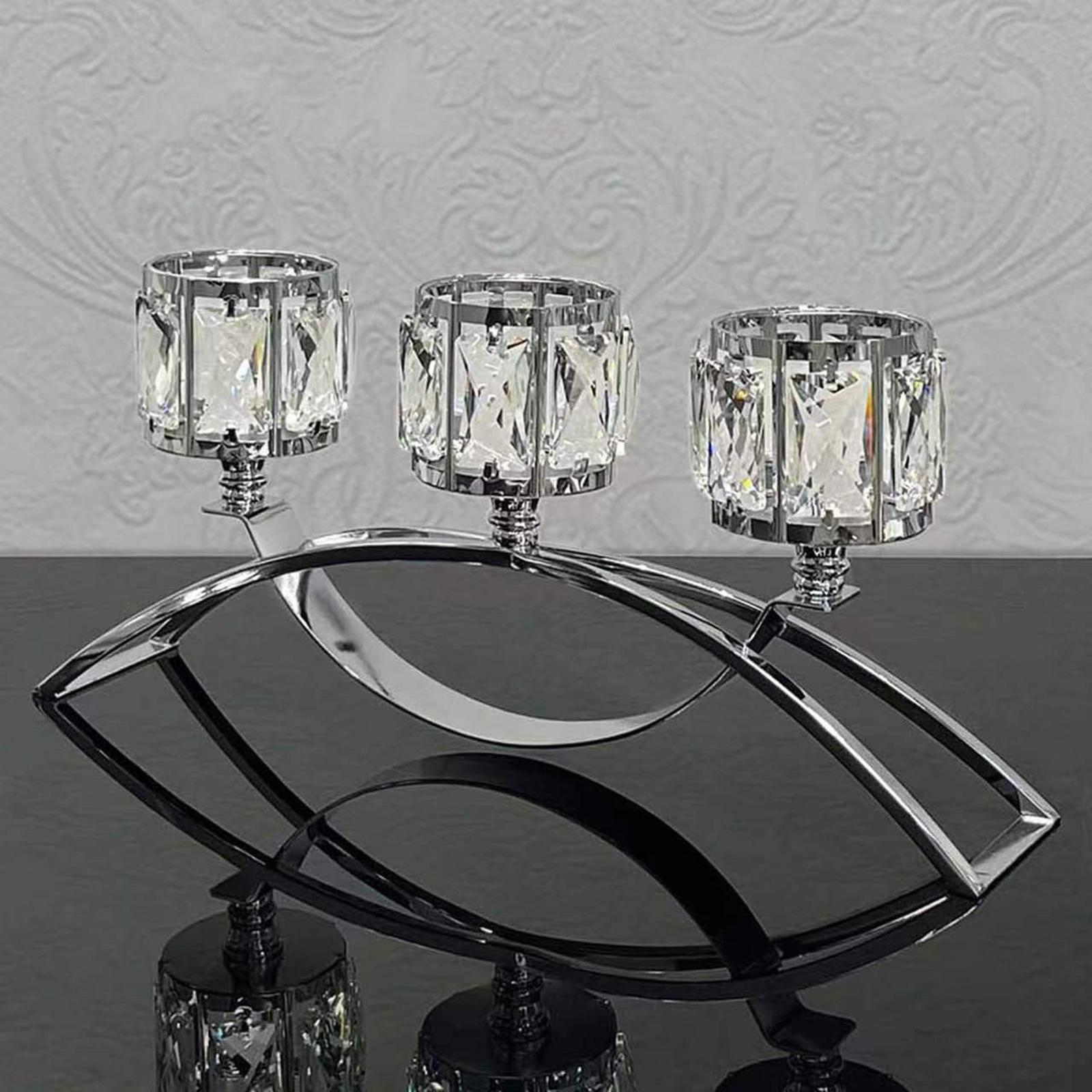 Tea Light Candle Holder 3 Arms Glass Bowl Tealight Candelabra for Cafe Decor