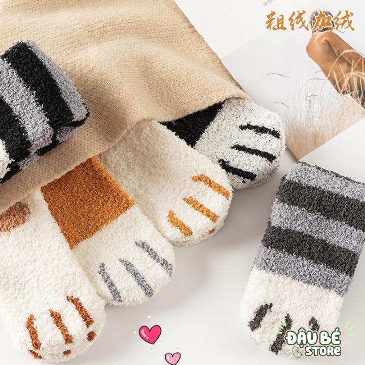 Tất chân giữ ấm mùa đông hình chân mèo bông xù đáng yêu cho nữ-Vớ mang trong nhà/đi ngủ mềm mịn chân thú - DAUBE - PK090