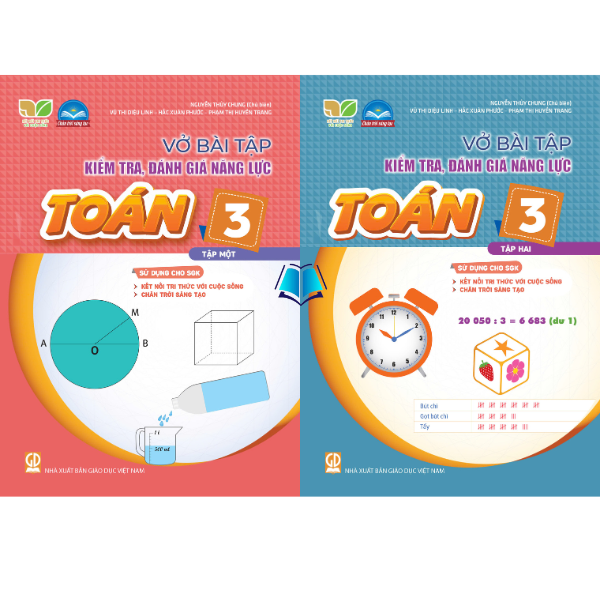 Sách - Combo Vở bài tập kiểm tra, đánh giá năng lực Toán 3 -Tập 1.2 SGK Kết nối , Chân Trời