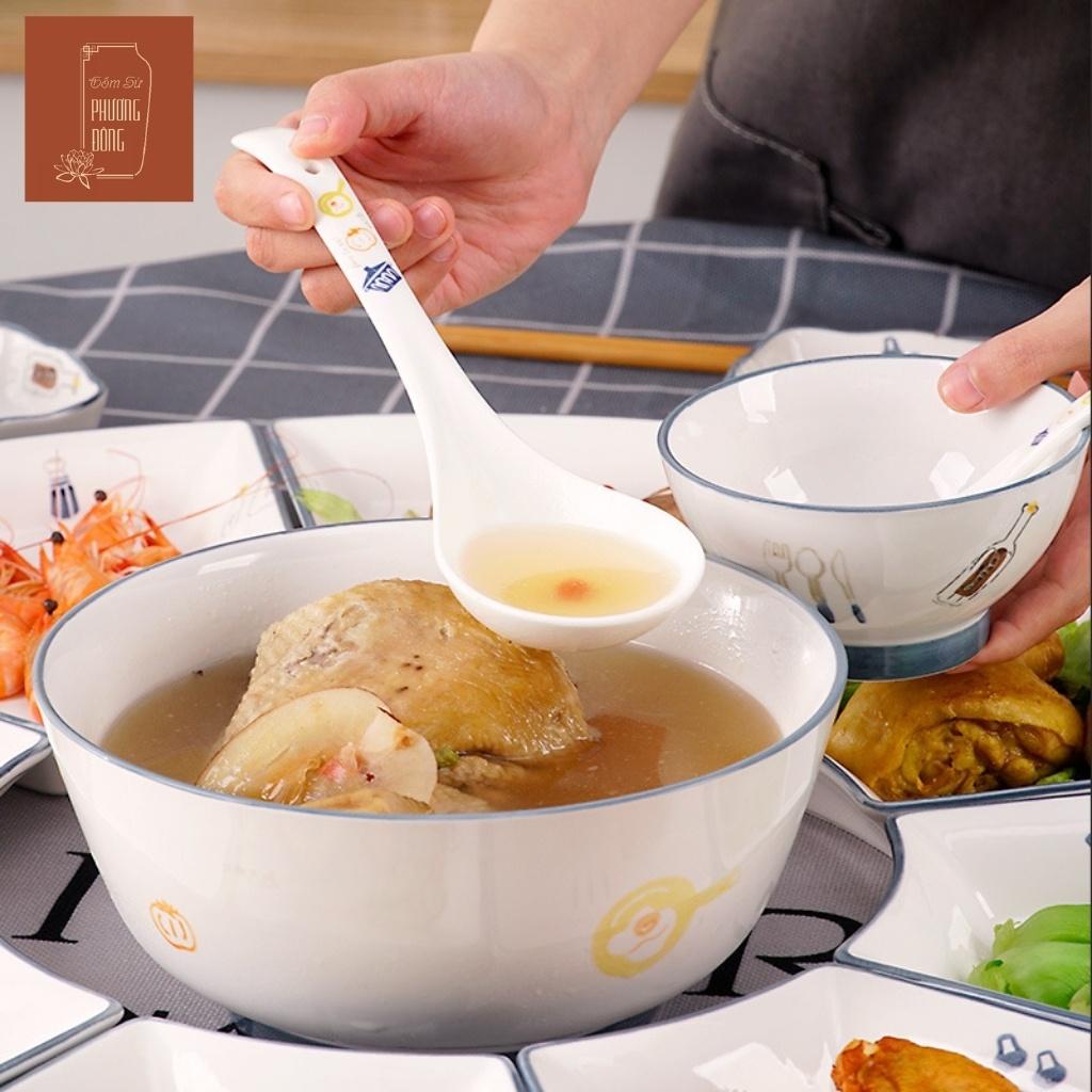 Bộ Bát Đĩa Mặt Trời Gốm Sứ  Cao Cấp Phong Cách Bắc Âu Mã PDS003 Họa Tiết Dễ Thương Hàng Sẵn