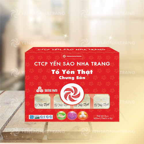 Hộp 6 Tổ Yến Thật Chưng Sẵn Đường Phèn Lọ 70ml Yến Sào Nha Trang
