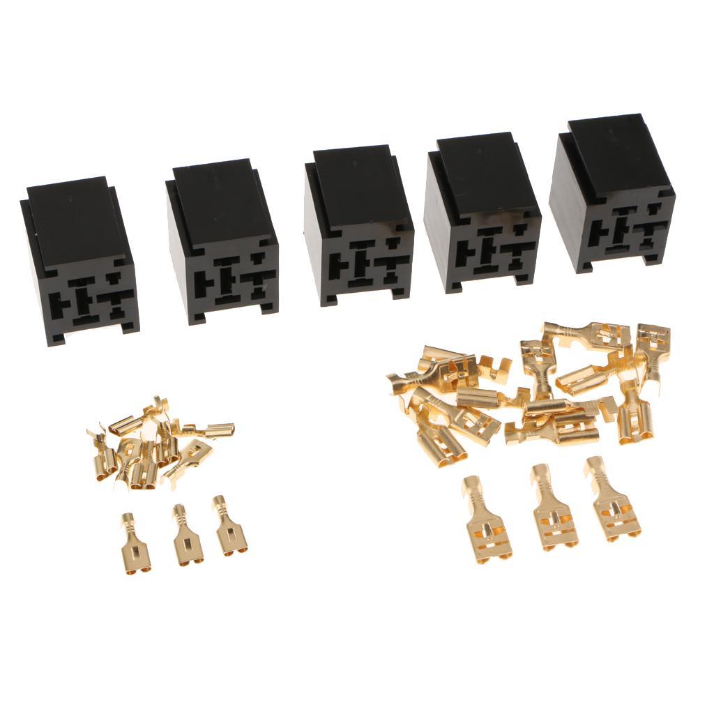 Relay Connector 4 Pin Relays 6.3/9.5mm Flat Pin Connectors w Terminal 10Pack