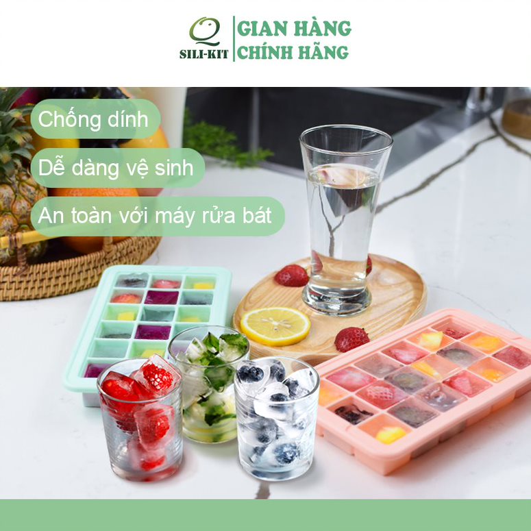 Khay làm đá bằng silicone - Xanh lá cây