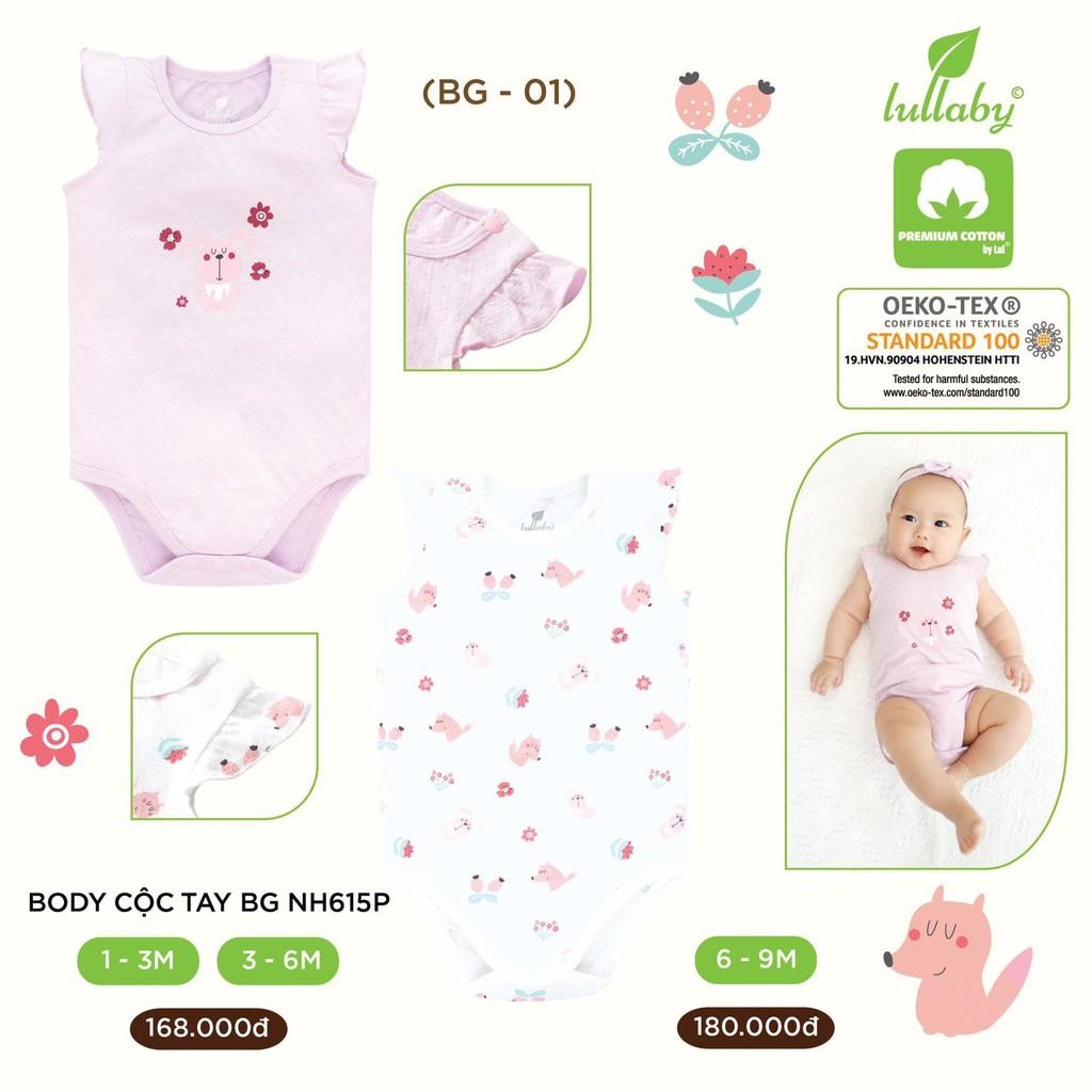 Body cộc tay Lullaby cho bé gái NH615P Trắng hồng