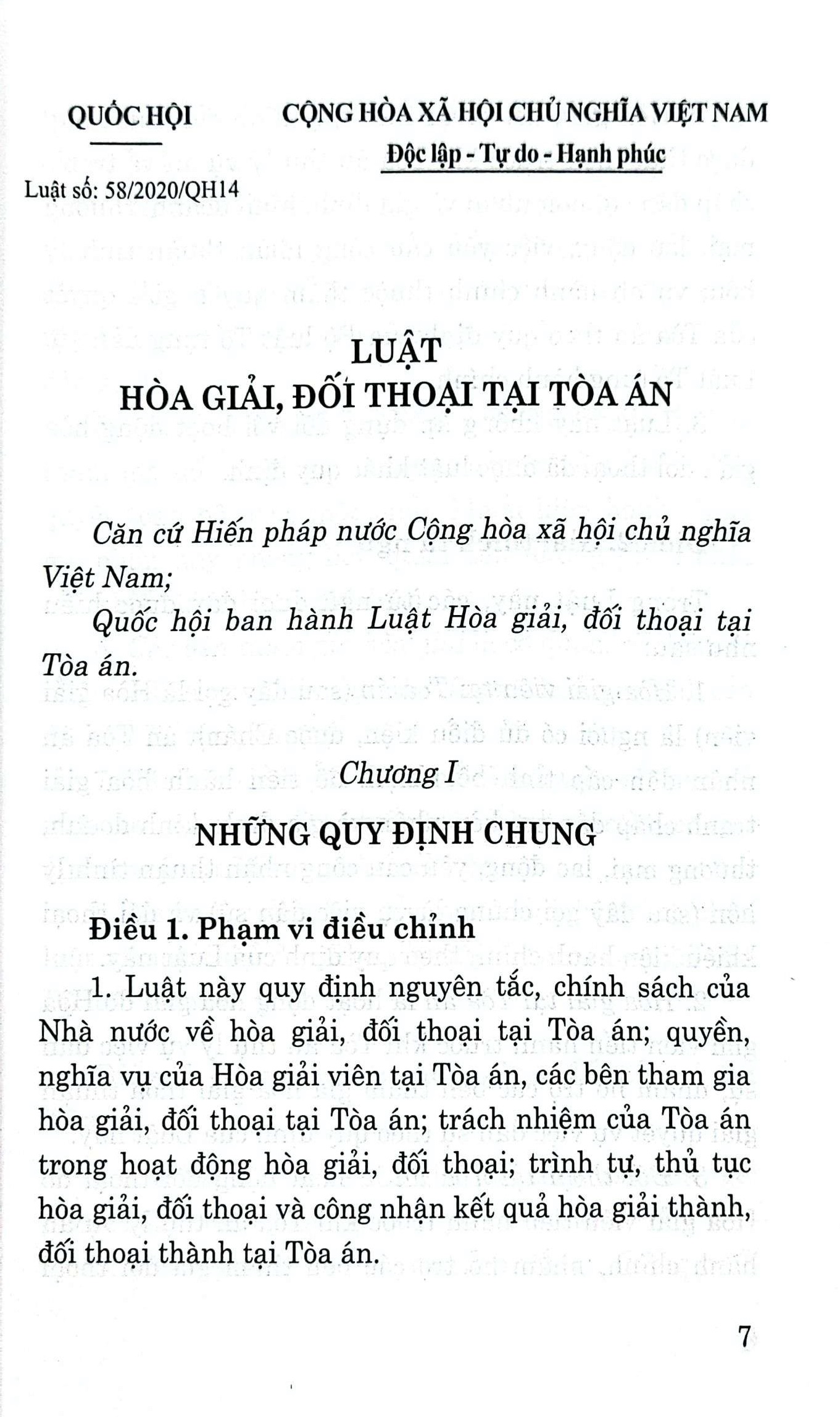 Hình ảnh Luật Hòa giải, đối thoại tại tòa án (hiện hành)