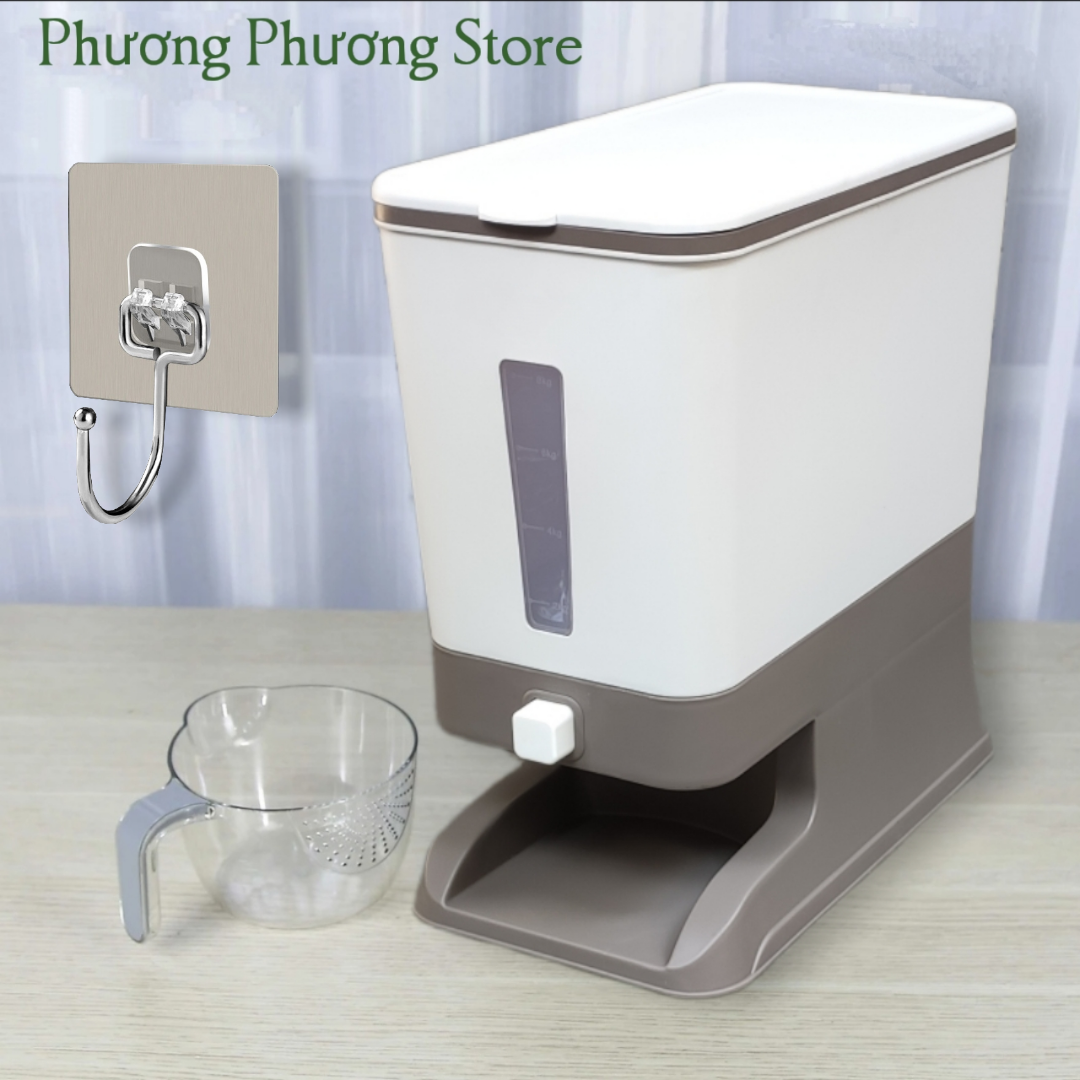 ( HÀNG CAO CẤP ) Thùng đựng gạo thông minh Xuất Nhật Care 6868 - thùng đựng ngũ cốc, chống côn trùng, ẩm mốc ( tặng vỉ dán tường to )