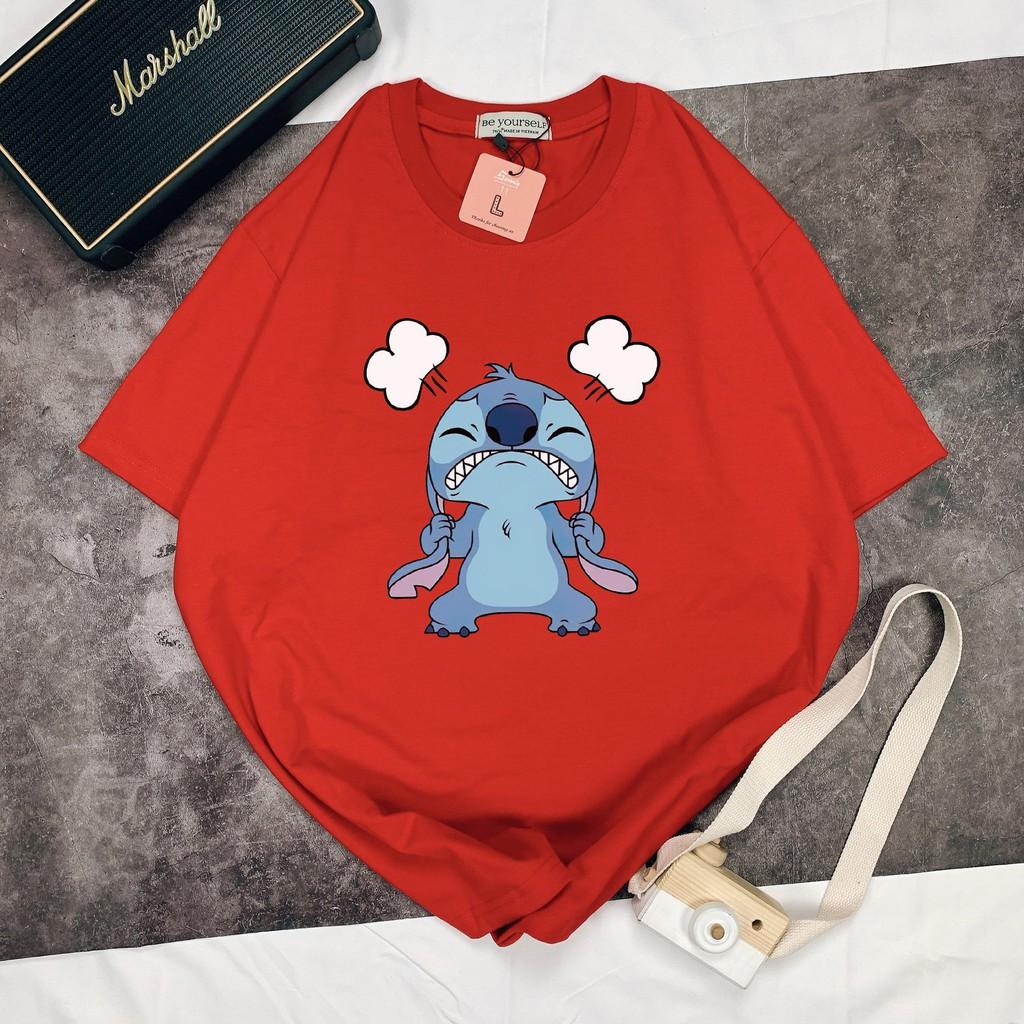 - ÁO THUN TAY NGẮN STITCH ANGRY UNISEX ĐỦ SIZE M L XL HÌNH THẬT TỰ CHỤP