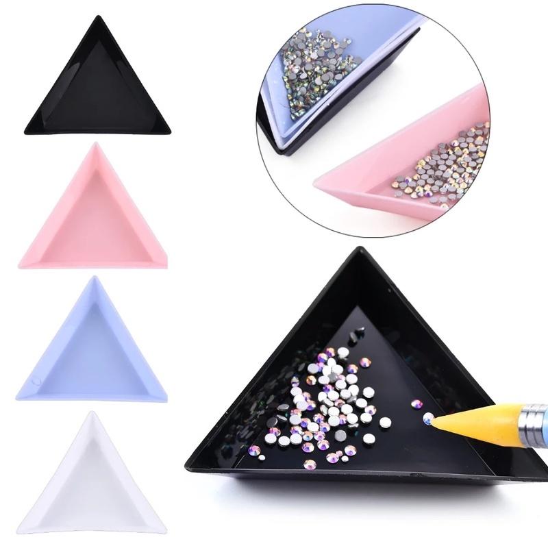 Triangle DIY Manicure Rhinestone Beads Storage Display Plastic Tray/ Nail Art Accessories Sorting Organize Plate