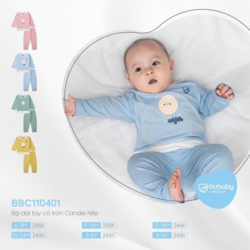 Bộ dài tay bamboo cotton Bu baby BBC110101/ BBC110401 cho bé từ 6 tháng đến 4 tuổi - Cổ tròn- 110401 Blue