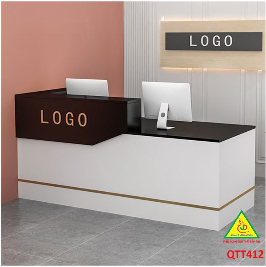 QUẦY LỄ TÂN, QUẦY TIẾP TÂN, QUẦY TÍNH TIỀN, QUẦY THU NGÂN QTT412 - Nội thất lắp ráp Viễn Đông Adv