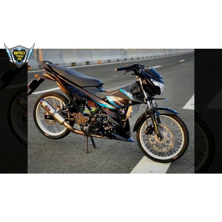 Tem rời dán xe satria fi dán xe đen chất liệu Crom