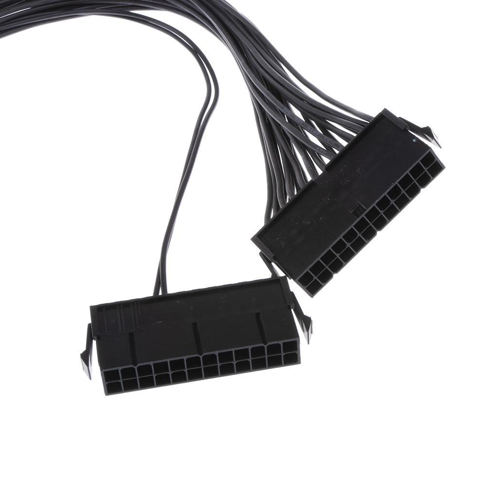 2x ATX 24 Pin Dual PSU Power Supply Extension Cable Synchronous Mining Cord