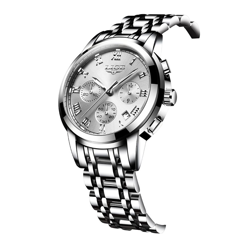 Đồng hồ Quartz LIGE 9810 Nam Hiển thị Hẹn giờ 3ATM Chống thấm nước