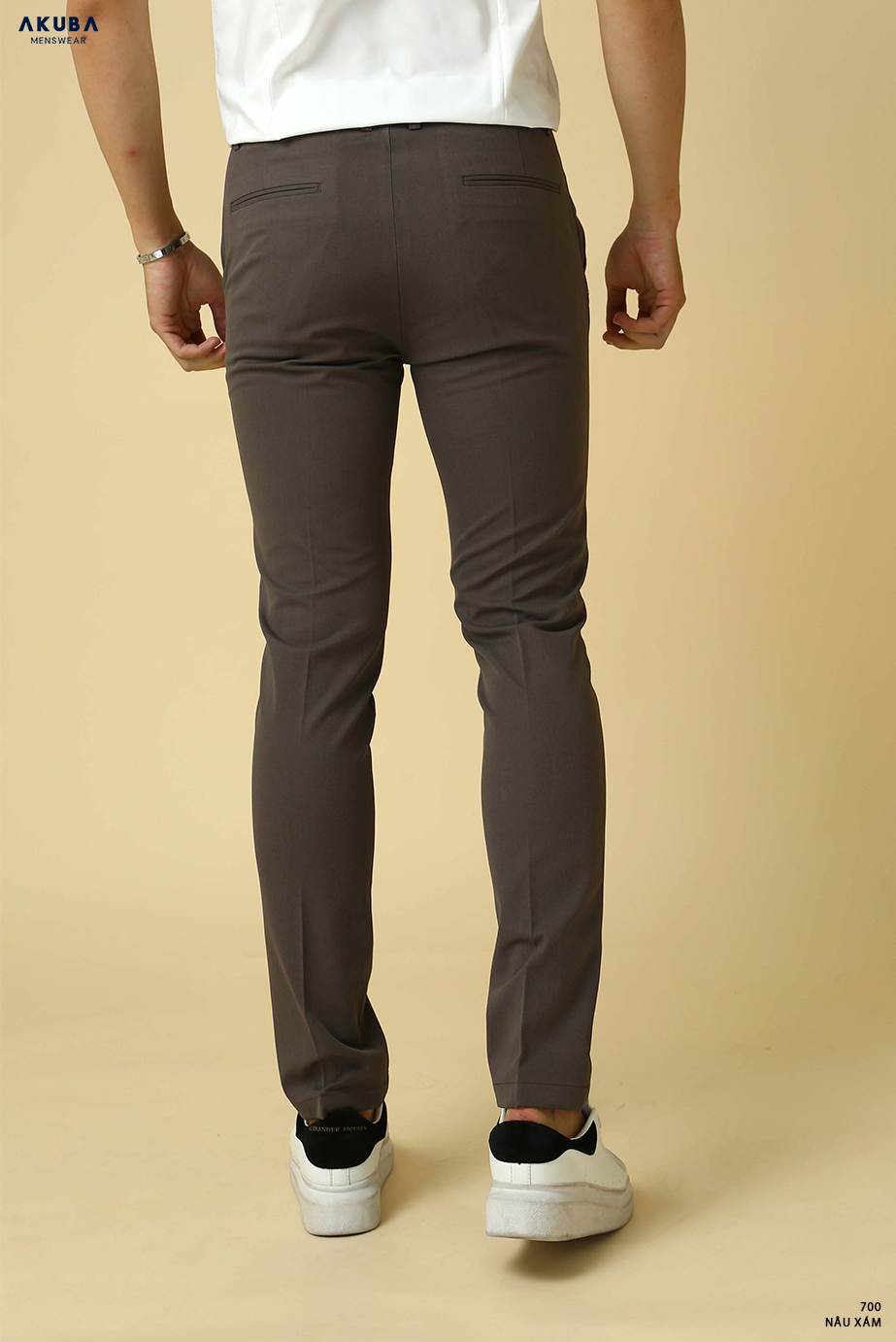 Quần âu kaki nam Akuba ống suông công sở form slimfit vải chống nhăn co giãn nhẹ | 700