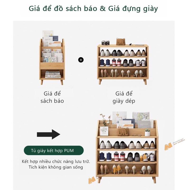 Made in VN Tủ giày kết hợp kệ sách decor phong cách gỗ mdf 17mm công ty Mộc Phát độ bền trên 30 năm AN026