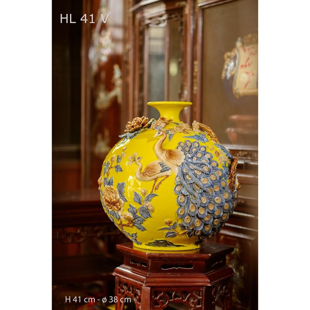 Lọ hoa Hút Tài Lộc Phú Quý Vinh Hoa Công Đào Đắp Nổi