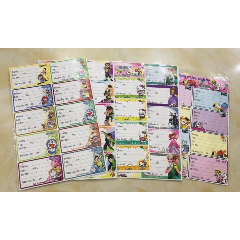 Nhãn vở cute dễ thương giá rẻ