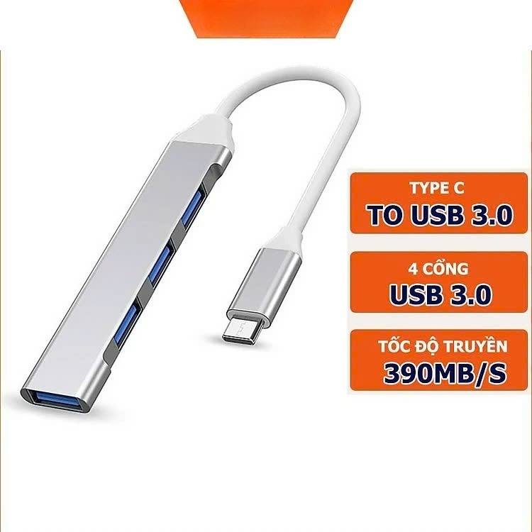 Bộ chuyển đổi TYPE-C sang USB 3.0, cáp chuyển đổi Type-c sang 4 cổng USB tốc độ cao - Hàng nhập khẩu