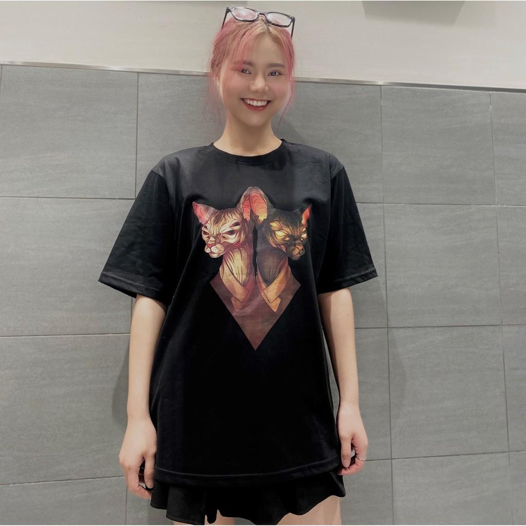 Áo thun Mèo Ai Cập Unisex form rộng tay lỡ A26