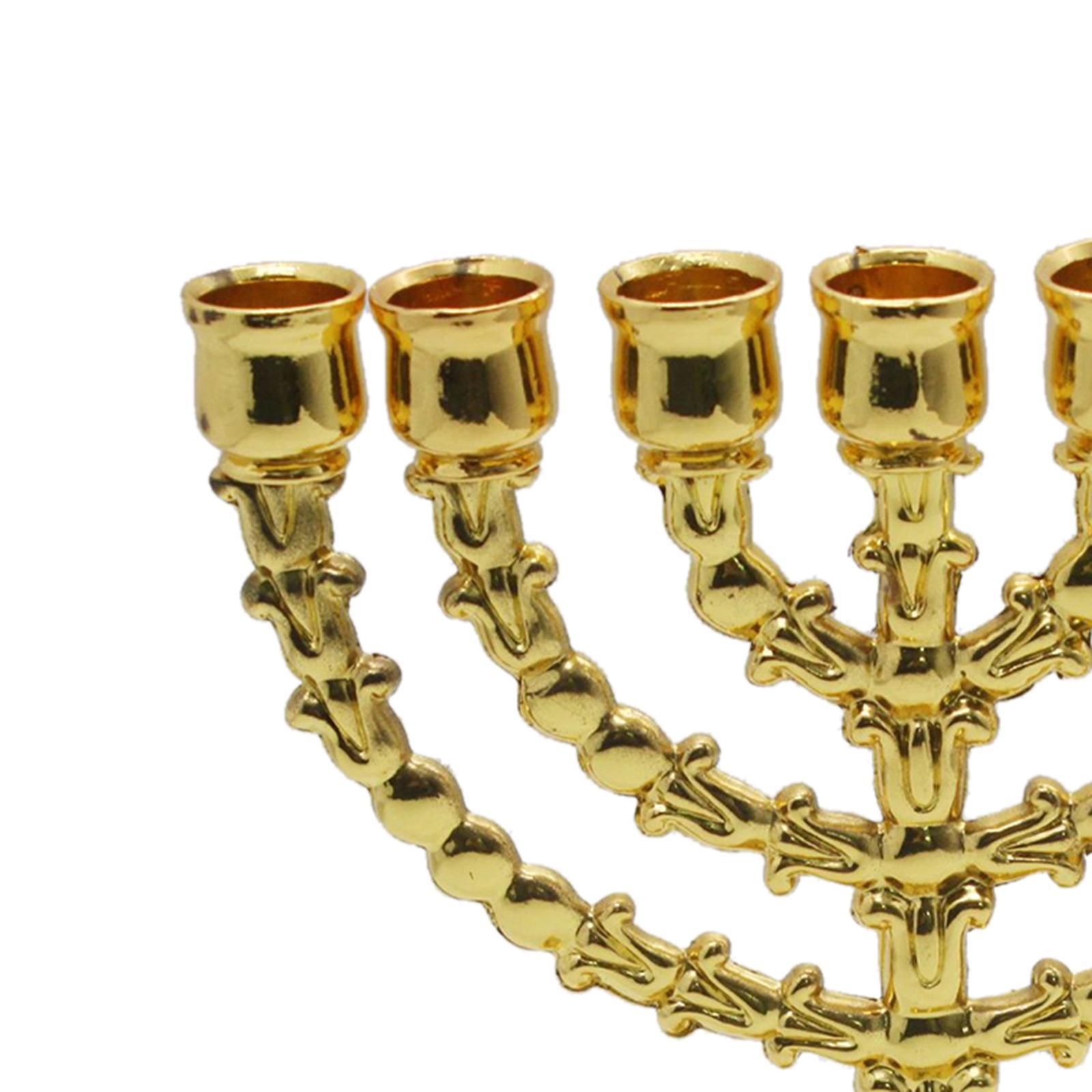 Hanukkah Menorah Metal Candle Holder Tealight Holder 7 Branches Candlestick for Candlelight Dinner Party Decorations Home Decor Height 17cm