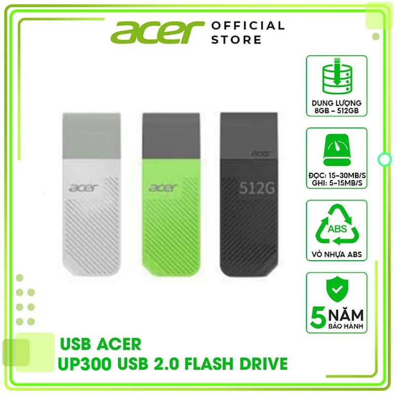 USB 2.0 Acer UP200 Dung lượng USB 8GB - 128GB - Hàng chính hãng