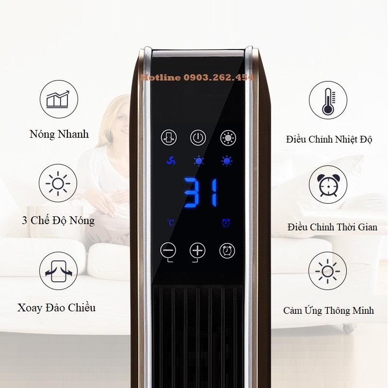 Quạt sưởi gốm Haier có khển, công suất 2200w, làm ấm cực nhanh, không làm khô da, góc quay 90 độ - kèm ảnh thật và video