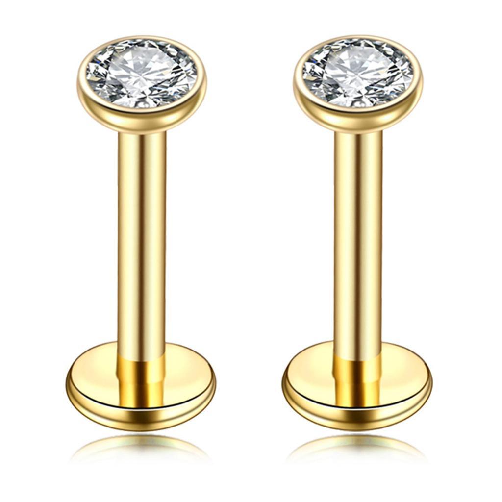 2-7pack 16G Steel Lip Bar Labret Lip Rings Tragus Stud Piercing Jewelry Golden