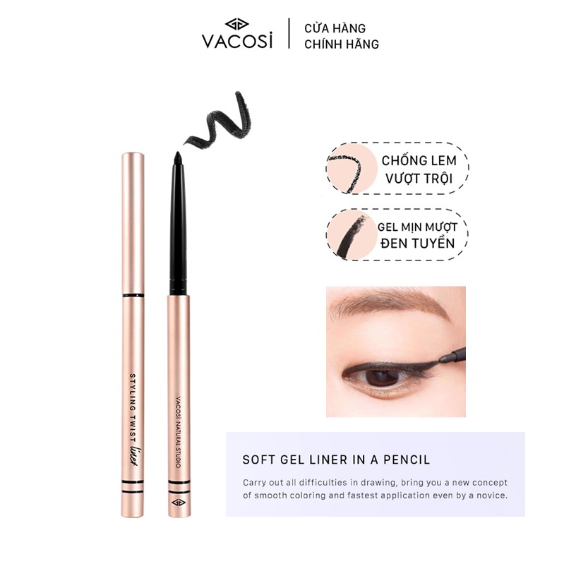 Chì Vặn Kẻ Mắt VACOSI Dạng Gel Không Lem Không Trôi - VACOSI Styling Twist Liner